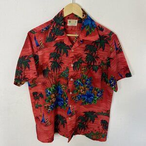 Vintage Waikiki 76 Hawaiian Shirt 42 Tiki Totem Natives People Men S